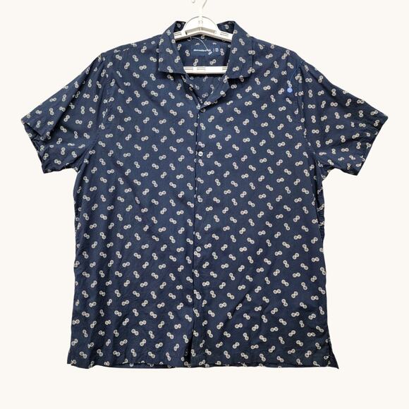 Abercrombie & Fitch Men’s XXL Blue Floral Print Camp Shirt Viscose Soft Hipster - Picture 2 of 8